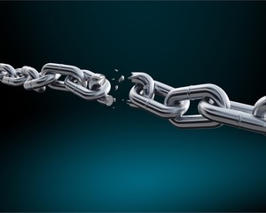 Broken metal chain on background