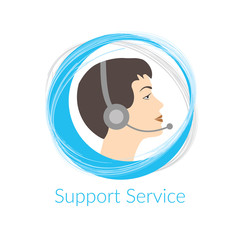 Customer support service agent with headset