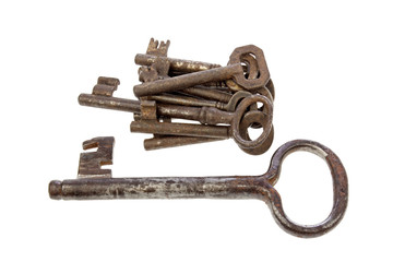 Old keys group isolated white