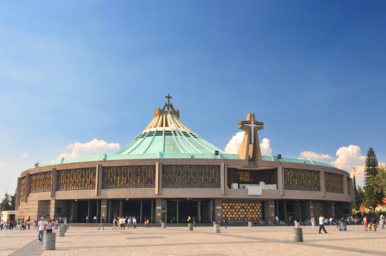 The new Basilica of Our Mary of Guadalupe. It is one of the most important pilgrimage sites of Catholicism and is visited by several million people every year.Mexico City.