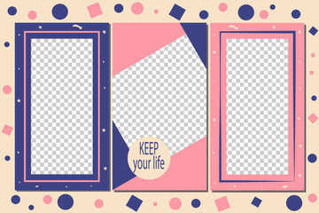 Editable Stories templates - set. Streaming. Creative people collection. Vector illustration. Ratio 16:9