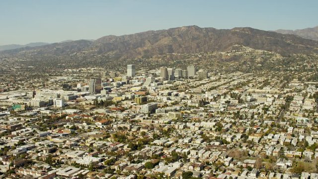 Aerial cityscape view of Burbank California