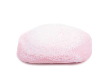 pink soap with foam