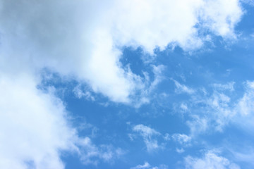 White puffy clouds on blue sky