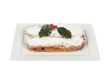 Stollen on a plate