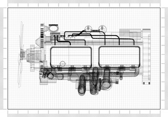 Engine Design Architect Blueprint 