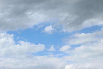 White and grey clouds on blue sky