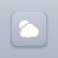 Cloudy, gray vector button with white icon