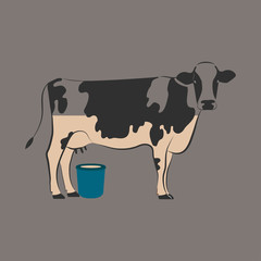 vector illustration of the cow gives milk