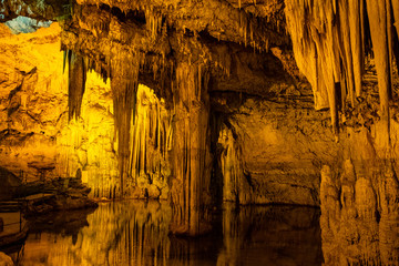 Alghero, Sardinia, Italy - Interior view of the Neptune Cave known also as Grotte di Nettuno at the Capo Caccia cape