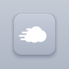 Strong wind, wind, gray vector button with white icon