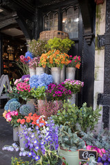 Fototapeta na wymiar Colorful variety of flowers sold in the market in London.