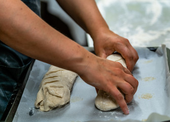 Female Chef Preparing Bread Dough for Selfmade Bread and Patties