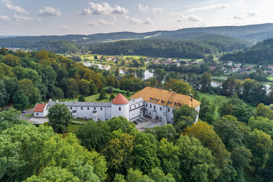 Castle in Lesko aerial view
