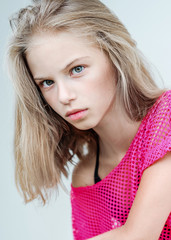 Fototapeta premium portrait of little girl outdoors in summer