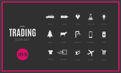 Vector trading infographic template. Color icon set for your illustration or presentation