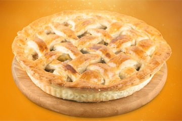 Freshly baked cake on white background