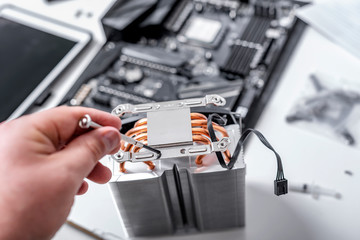 Installing or repair the air cooling system of the PC processor.