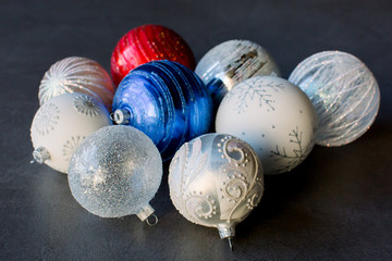 Set of multi-colored Christmas tree toys - balls