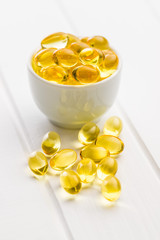 Omega 3 gel capsules.