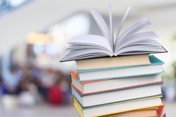 Collection of old books on background