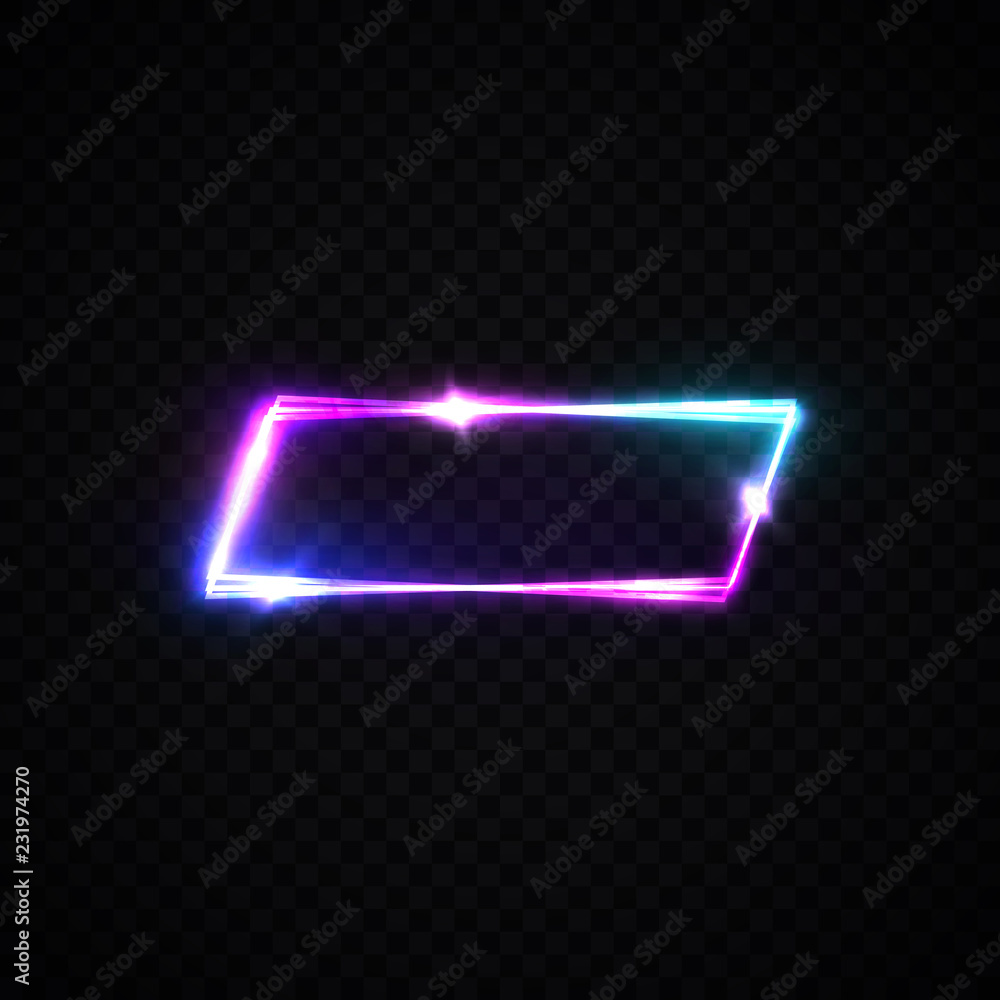 Poster neon sign. template on transparent background with blank space for text. colorful vector illustratio