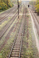 Fototapeta na wymiar Semaphores and rail tracks