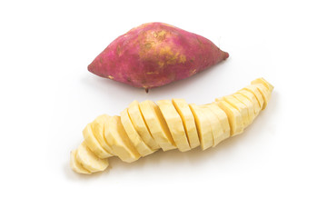 Peeled and sliced ​​sweet potatoes