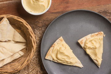 Arab bread with Chickpeas Hummus
