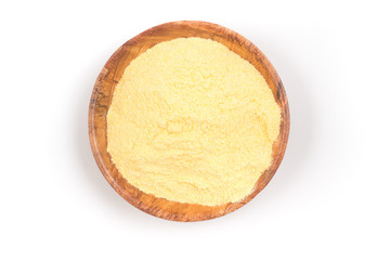 Brazilian Fuba. Corn Flour in a .wooden bowl