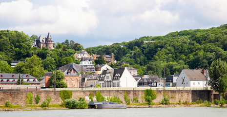 Fototapeta na wymiar Bank of the River Rhine in Koblenz, Germany