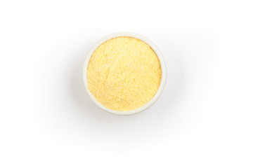 Brazilian Fuba. Corn Flour in a .white bowl