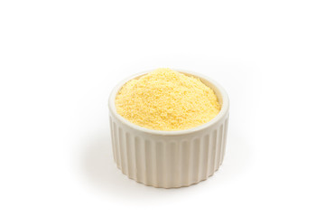 Brazilian Fuba. Corn Flour in a .white bowl
