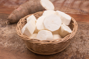Manioc Sliced in a basket