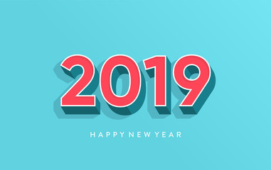 2019 happy new year, 3d isometric  vector illustration concept, background isolated,  can use for, landing page, template, ui, web, mobile app, poster, banner, flyer, greeting card, poster, 