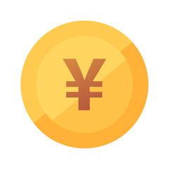 Japanese Yen coin icon - flat vector illustration with sign of Franc isolated on white.