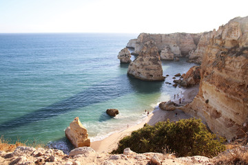 The Cliffs merging with the Beach in Algarve Portugal