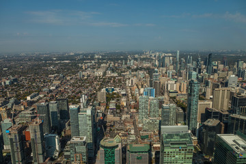 Fototapeta premium Toronto, CANADA - October 10, 2018: view from the air at Canadian metropolis Toronto
