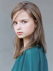 Fototapeta premium portrait of little girl outdoors in summer