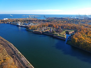 Wisloujscie fortress at the river in Gdansk, Poland