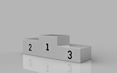 Empty winners podium with first, second and third place for award ceremony 3D Illustration 