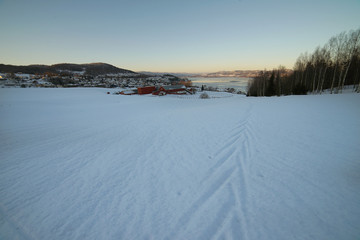 Drammen suburbs winter landscape.