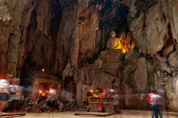 Stone Buddha in Cave near Da Nang Vietnam
