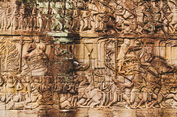 Bas relief, Cambodia - elephant