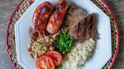 Food dish with barbecue