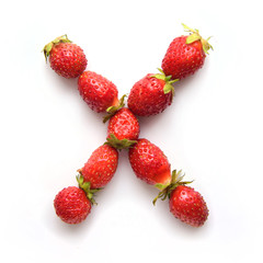 Letter X of the English alphabet from strawberry