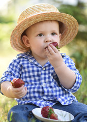 portrait of a little boy in nature