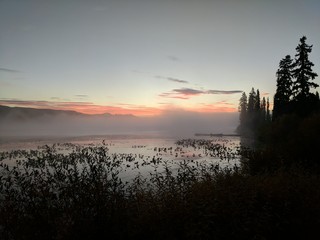 sunset over lake