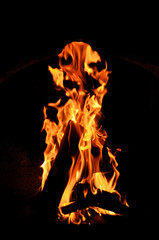 inferno flame fire on black background close up