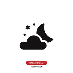 Cloudy night vector icon